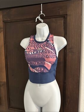 adidas Purple and Pink Patterned Athletic Crop Top Sz Small